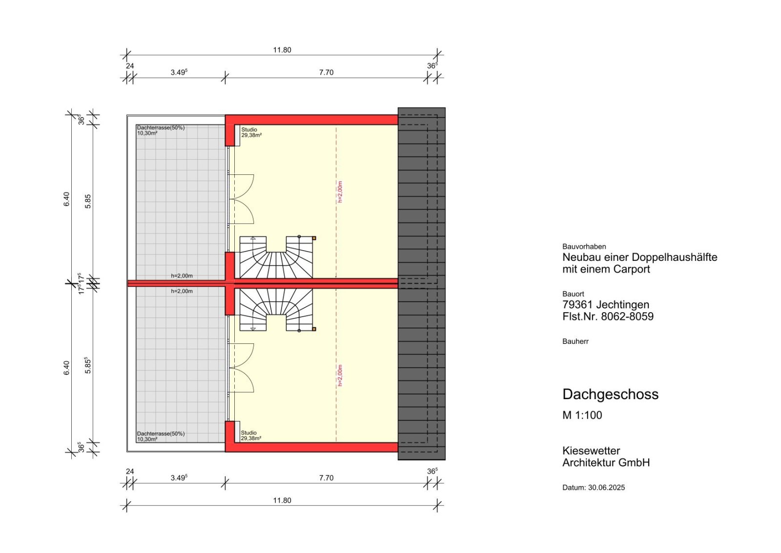 Projektierte, familienfreundliche DHH mit Dachterrasse