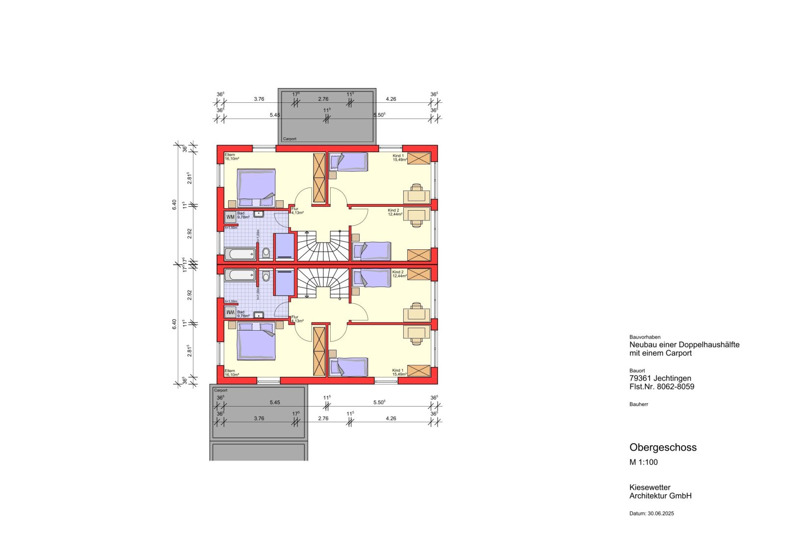 Projektierte, familienfreundliche DHH mit Dachterrasse