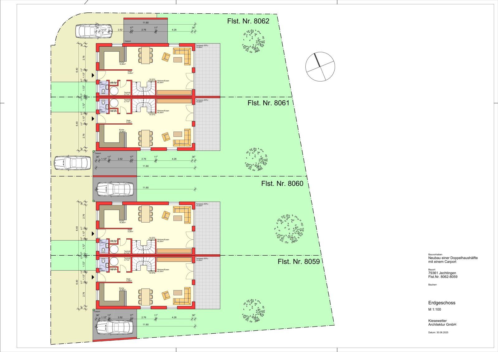 Projektierte, familienfreundliche DHH mit Dachterrasse