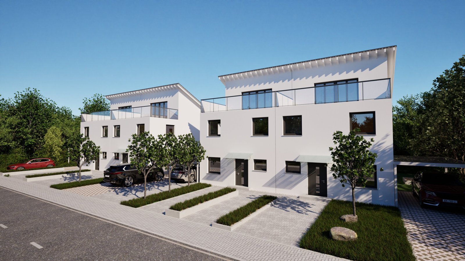 Projektierte, familienfreundliche DHH mit Dachterrasse