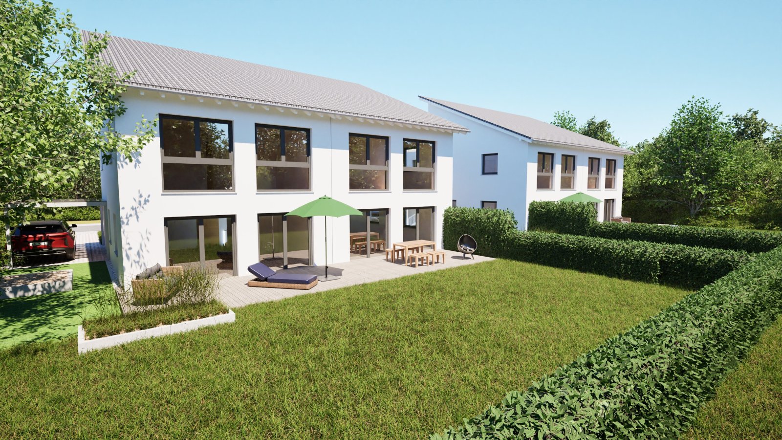 Projektierte, familienfreundliche DHH mit Dachterrasse